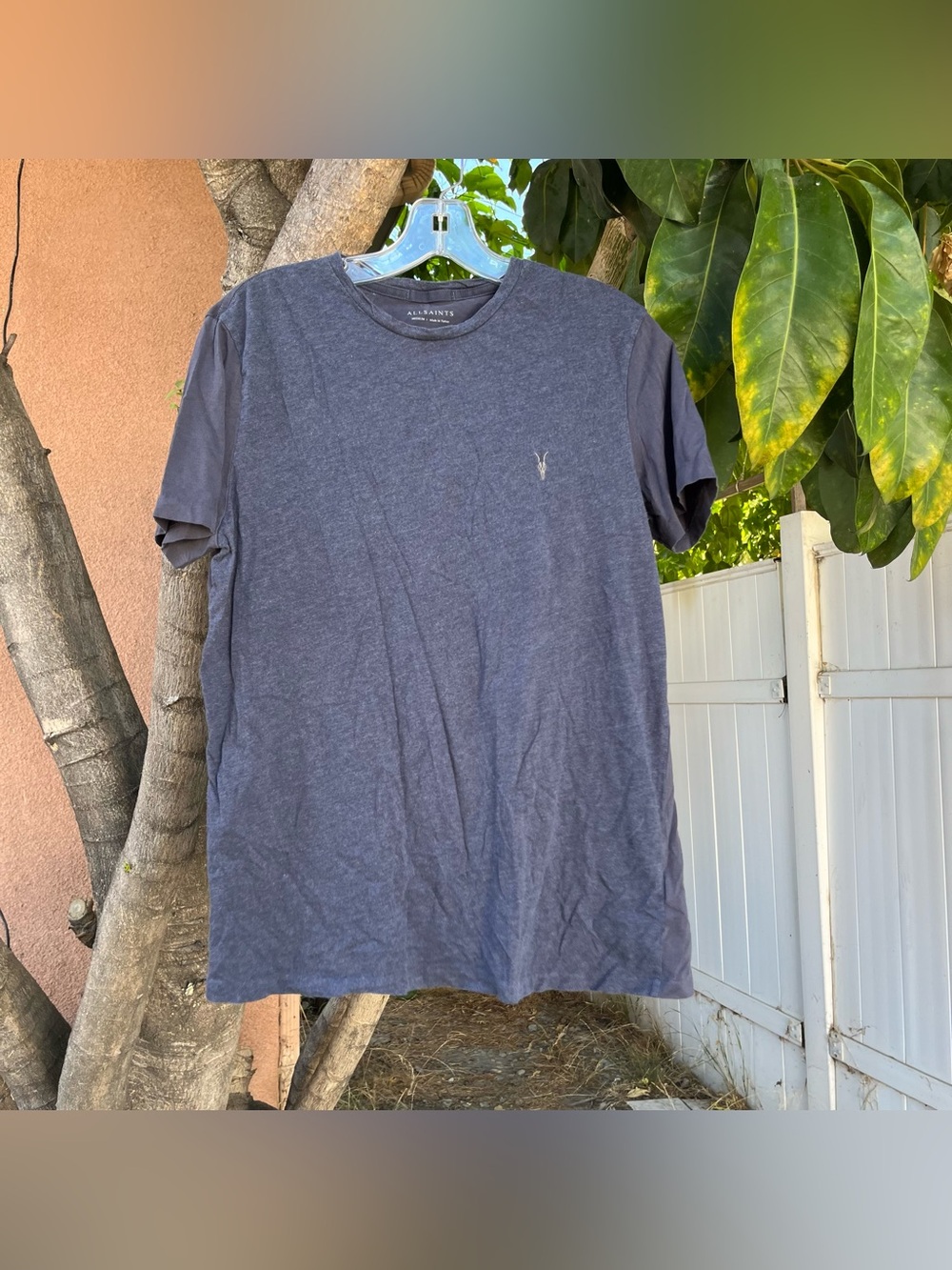 AllSaints Cotton T-shirt in Heather Navy .